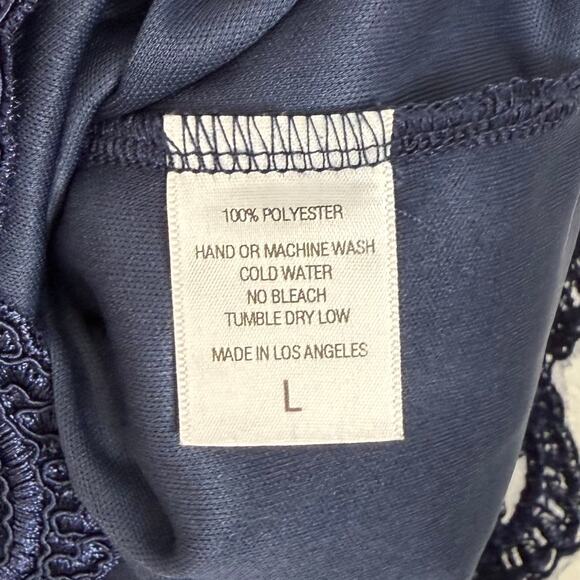 Lucy in the Sky Navy Blue Floral Mesh Open Back Mini Dress Size Large - Picture 5 of 5